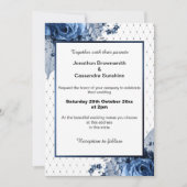 ELEGANT PATTERN BOUQUET FLORAL NAVY WEDING KAART (Voorkant)