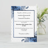 ELEGANT PATTERN BOUQUET FLORAL NAVY WEDING KAART (Staand voorkant)