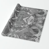 Elegant Pattern Faux Silver Grey kerst Cadeaupapier (Uitgerold)