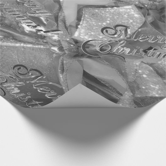 Elegant Pattern Faux Silver Grey kerst Cadeaupapier (Hoek)
