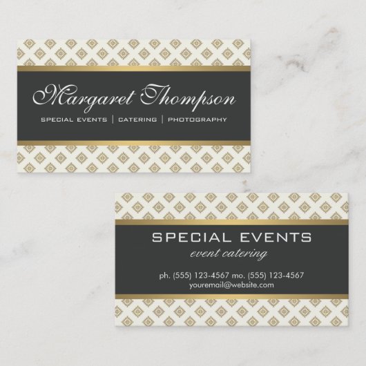 Elegant Pattern Gold Trim Visitekaartje (Voorkant / Achterkant)