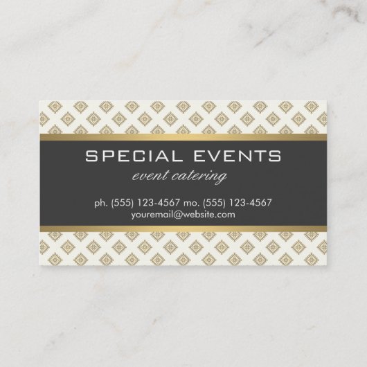 Elegant Pattern Gold Trim Visitekaartje (Achterkant)
