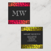 Elegant Pattern Red met Klassiek Monogram Vierkante Visitekaartje (Voorkant / Achterkant)