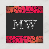 Elegant Pattern Red met Klassiek Monogram Vierkante Visitekaartje (Voorkant)