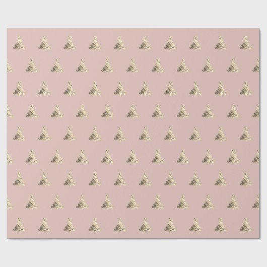 Elegant Pattern roze Rose Gold kerstboom Cadeaupapier (Vlak)