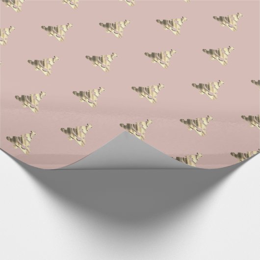 Elegant Pattern roze Rose Gold kerstboom Cadeaupapier (Hoek)
