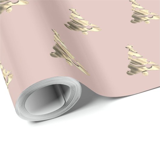 Elegant Pattern roze Rose Gold kerstboom Cadeaupapier (Rol Hoek)
