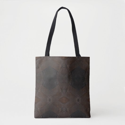Elegant Pattern Rustic Faux Brown Leather Tote Bag (Voorkant)