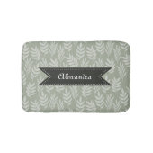 Elegant Pattern Sage Green Leaves met haar naam Badmat (Voorkant)