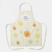 Elegant Pattern Sinaasappels en Sterren op Beige Schort (Voorkant)