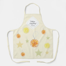 Elegant Pattern Sinaasappels en Sterren op Beige Schort