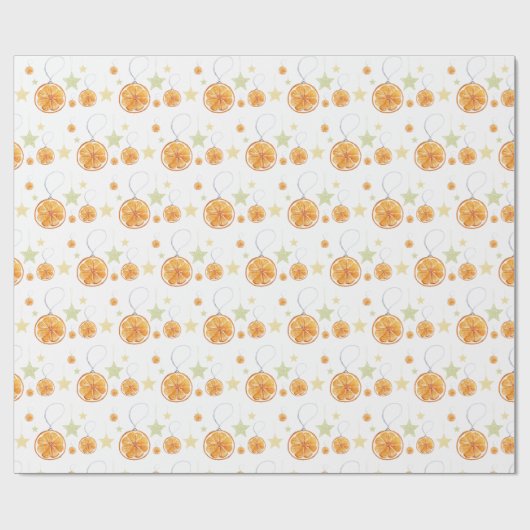 Elegant Pattern Sinaasappels en Sterren Op Winterw Cadeaupapier (Vlak)