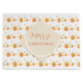 Elegant Pattern Sinaasappels en Sterren Op Winterw Groot Cadeauzakje (Voorkant)