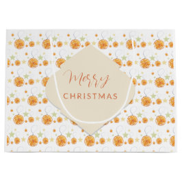 Elegant Pattern Sinaasappels en Sterren Op Winterw Groot Cadeauzakje