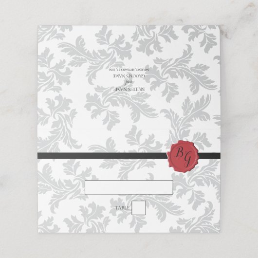 Elegant Pattern & Wax Seal Weddenschap Place Card Plaatskaartje (Buitenkant ongevouwen)