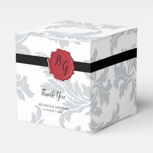 Elegant Pattern & Wax Seal Wedding Bedankdoosjes (Voorkant Zijde)