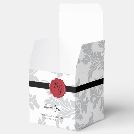 Elegant Pattern & Wax Seal Wedding Bedankdoosjes (Geopend)