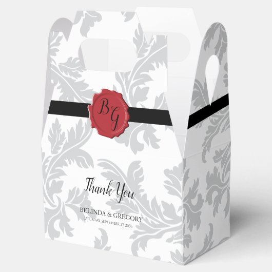 Elegant Pattern & Wax Seal Wedding Bedankdoosjes (Geopend)
