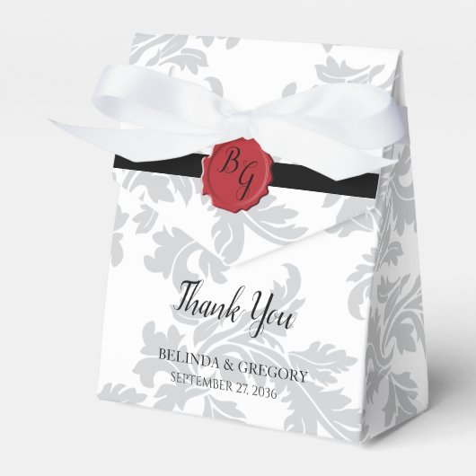 Elegant Pattern & Wax Seal Wedding Bedankdoosjes (Voorkant Zijde)
