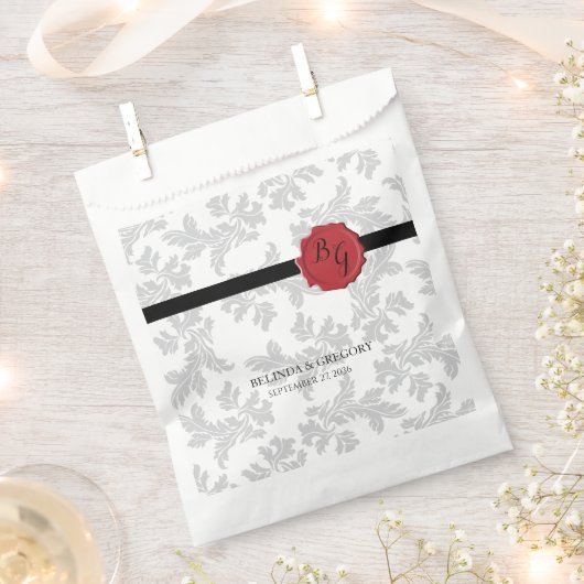 Elegant Pattern & Wax Seal Wedding Bedankzakje (Geknipt)