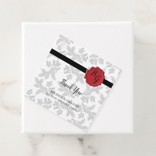 Elegant Pattern & Wax Seal Wedding Gift Bedankjes Labels (In situ)