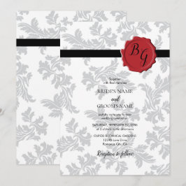 Elegant Pattern & Wax Seal Wedding Invitations Kaart
