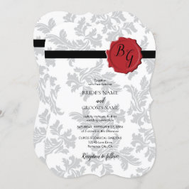 Elegant Pattern & Wax Seal Wedding Invitations Kaart