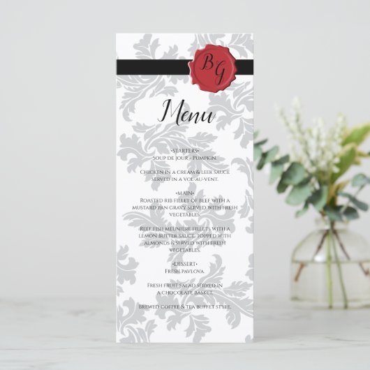 Elegant Pattern & Wax Seal Wedding Menu (Staand voorkant)
