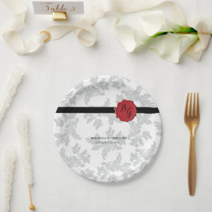 Elegant Pattern & Wax Seal Wedding Papieren Bordje