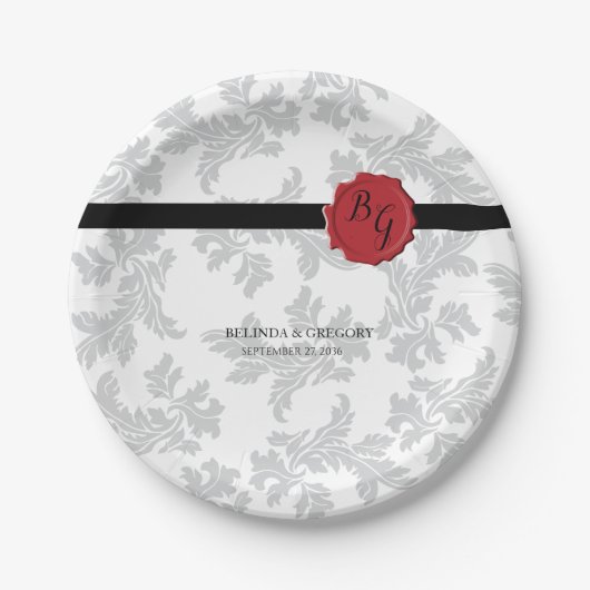 Elegant Pattern & Wax Seal Wedding Papieren Bordje (Voorkant)