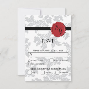 Elegant Pattern & Wax Seal Wedding RSVP Kaarten Kaartje