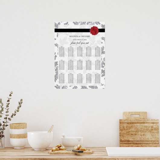 Elegant Pattern & Wax Seal Wedding Seding Chart Poster (Keuken)