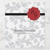 Elegant Pattern & Wax Seal Wedding Wijn Etiket (Enkel label)