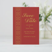 Elegant Patterned Indian Save the Date (Staand voorkant)