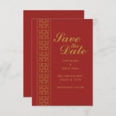 Elegant Patterned Indian Save the Date (Voorkant / Achterkant)