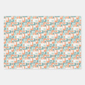 Elegant Patterns Aqua Teal Blue Mild Orange White Inpakpapier Vel (Voorkant 2)