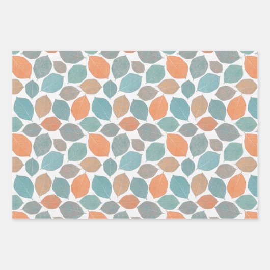Elegant Patterns Aqua Teal Blue Mild Orange White Inpakpapier Vel (Voorkant)