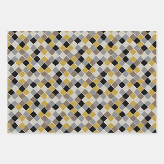 Elegant Patterns Mustard Beige Taupe Grey Inpakpapier Vel (Voorkant 3)