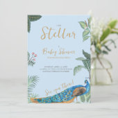 Elegant pauw baby shower kaart (Staand voorkant)