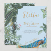 Elegant pauw baby shower kaart (Voorkant / Achterkant)