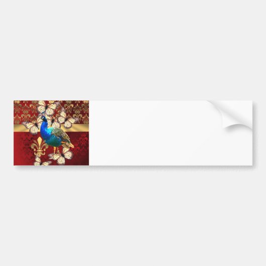 Elegant pauw en rode vogel bumpersticker (Voorkant)