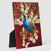Elegant pauw en rode vogel fotoplaat (Zijkant)