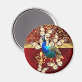 Elegant  pauw en rode vogel magneet (Voorkant / Achterkant)