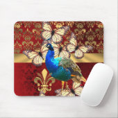 Elegant pauw en rode vogel muismat (Met muis)