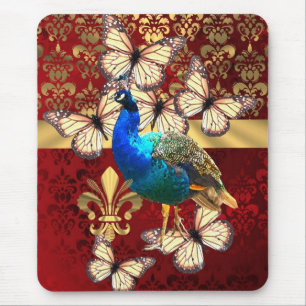 Elegant  pauw en rode vogel muismat