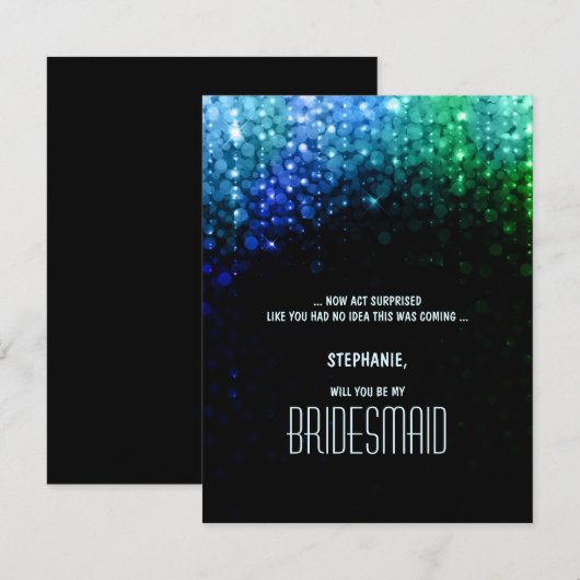 Elegant pauw kleur bokeh bruiloft bridesmaid kaart (Voorkant / Achterkant)