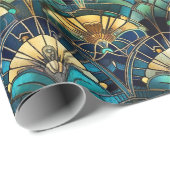 Elegant Pauw Kleur Glas in lood Cadeaupapier (Rol Hoek)