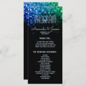 Elegant pauw kleurenlicht voor bruiloft programmakaart (Voorkant / Achterkant)