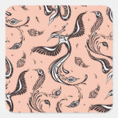 Elegant Pauw Patroon Boho Chic Vierkante Sticker (Voorkant)