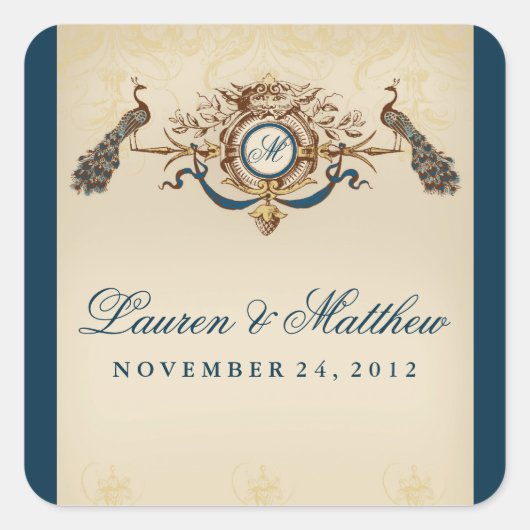Elegant Pauw thema Vierkante Sticker (Voorkant)